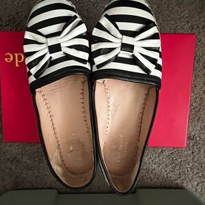 Kate spade black & white striped espadrilles